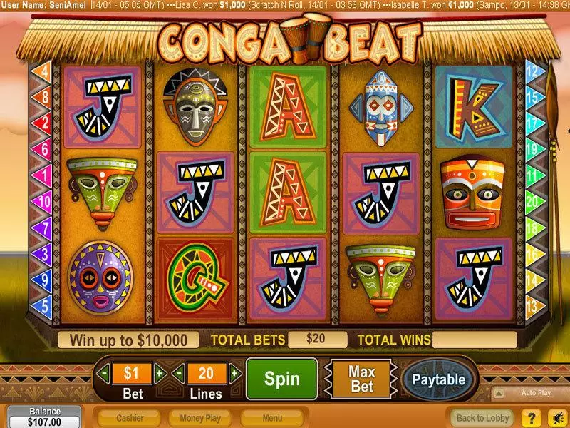 Conga Beat  Real Money Slot made by NeoGames - Main Screen Reels