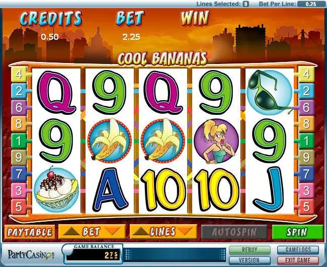 Cool Bananas  Real Money Slot made by bwin.party - Main Screen Reels