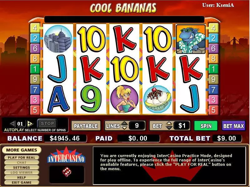 Cool Bananas  Real Money Slot made by CryptoLogic - Main Screen Reels