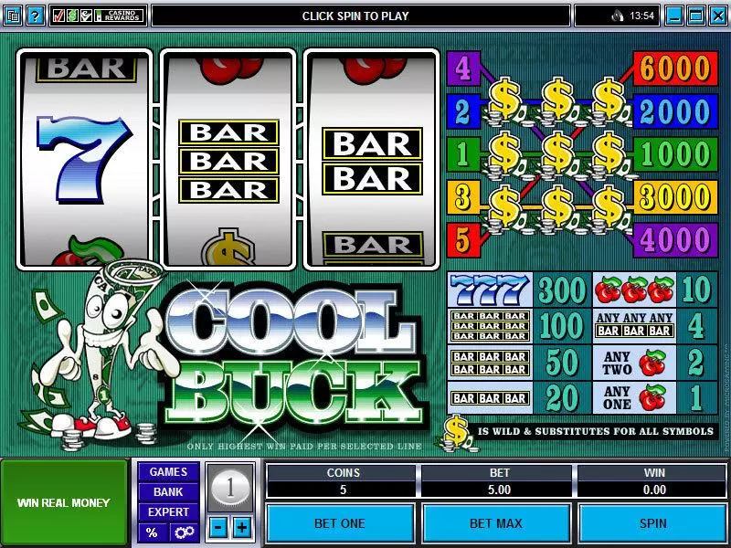Cool Buck Mini  Real Money Slot made by Microgaming - Main Screen Reels