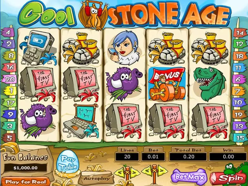 Cool Stone Age  Real Money Slot made by Topgame - Main Screen Reels