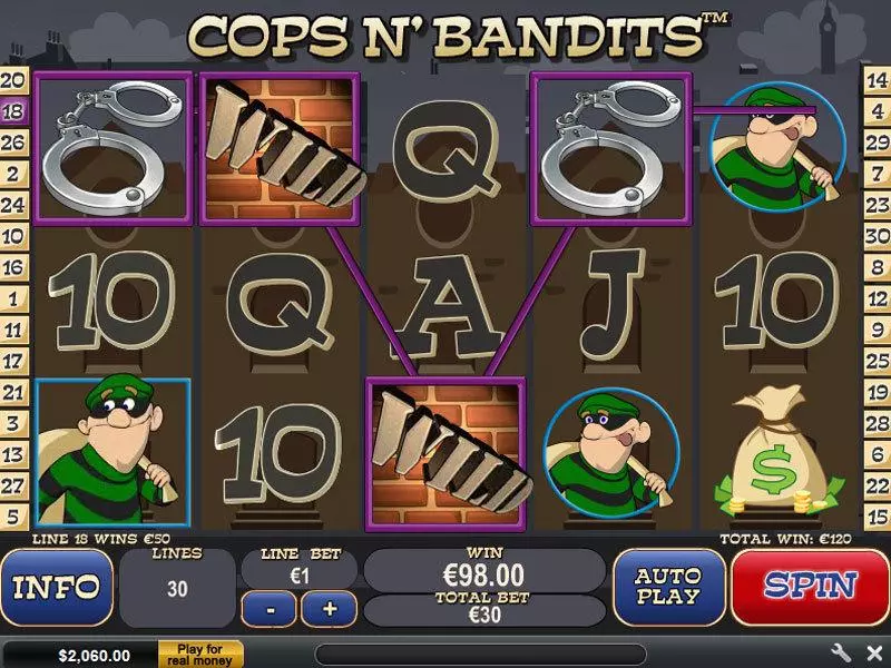 Cops n' Bandits  Real Money Slot made by PlayTech - Main Screen Reels