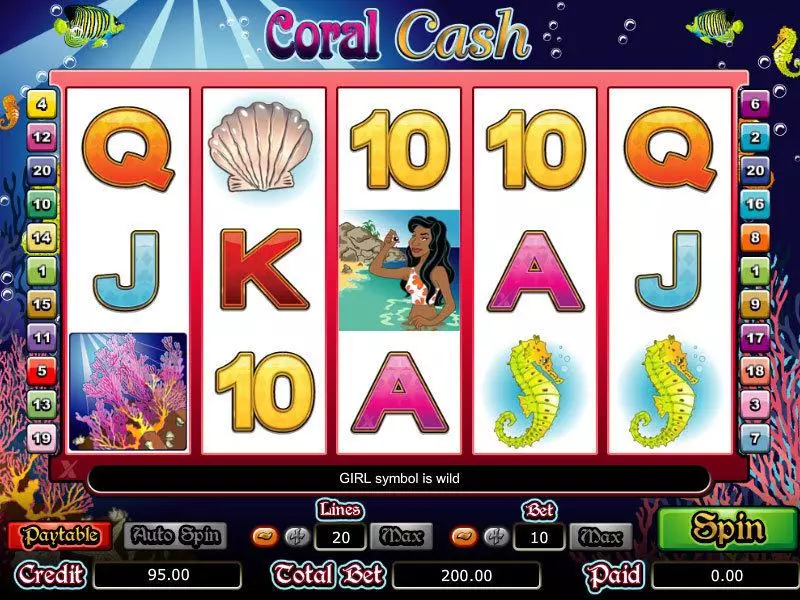 Coral Cash  Real Money Slot made by bwin.party - Main Screen Reels