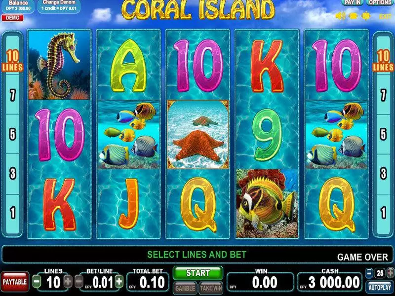 Coral Island  Real Money Slot made by EGT - Main Screen Reels