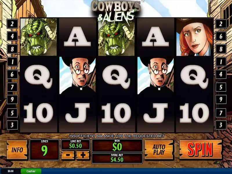 Cowboys and Aliens  Real Money Slot made by PlayTech - Main Screen Reels