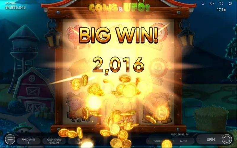 Cows & UFOs  Real Money Slot made by Endorphina - Winning Screenshot