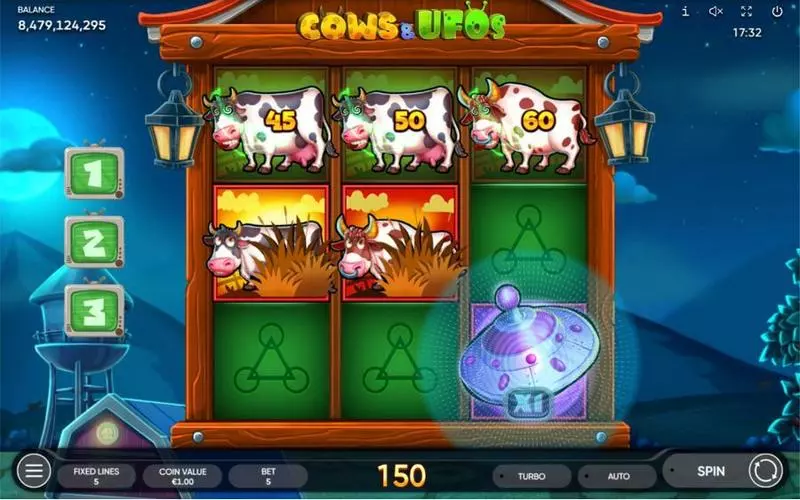 Cows & UFOs  Real Money Slot made by Endorphina - Main Screen Reels