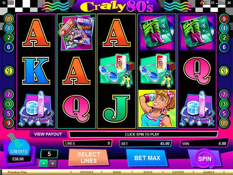 Crazy 80s  Real Money Slot made by Microgaming - Main Screen Reels