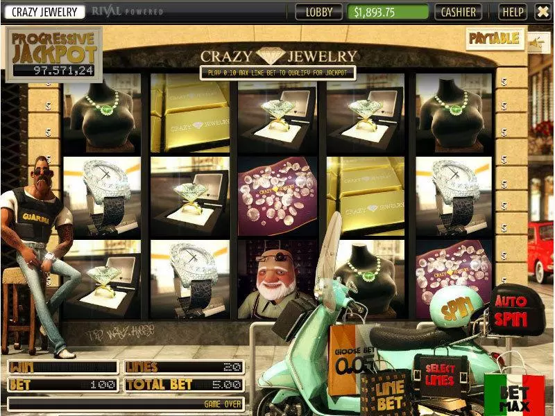 Crazy Jewelry  Real Money Slot made by Sheriff Gaming - Main Screen Reels