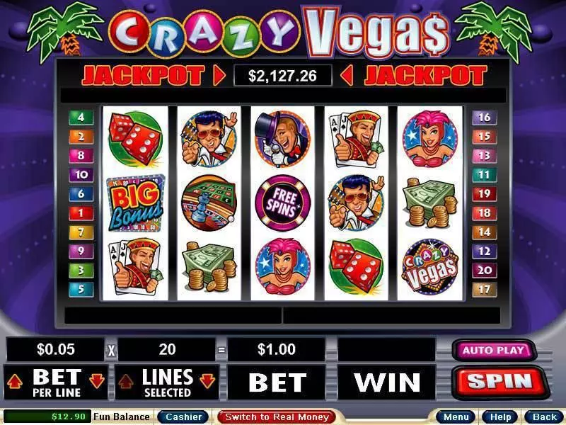 Crazy Vegas  Real Money Slot made by RTG - Main Screen Reels