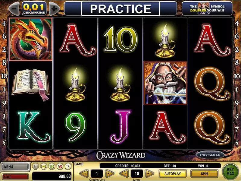 Crazy Wizard  Real Money Slot made by GTECH - Main Screen Reels