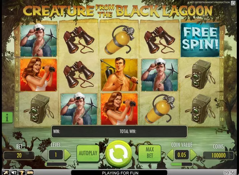 Creature from the Black Lagoon  Real Money Slot made by NetEnt - Main Screen Reels