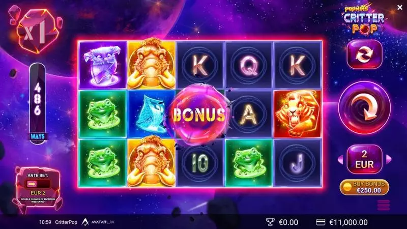 CritterPop  Real Money Slot made by AvatarUX - Main Screen Reels
