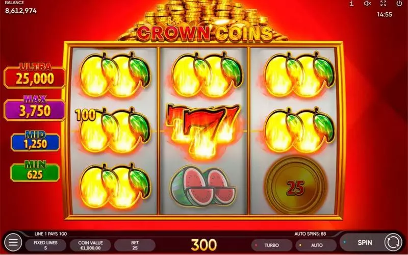 Crown Coins  Real Money Slot made by Endorphina - Main Screen Reels