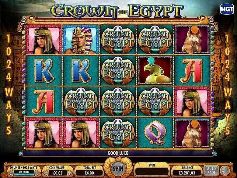 Crown of Egypt  Real Money Slot made by IGT - Introduction Screen