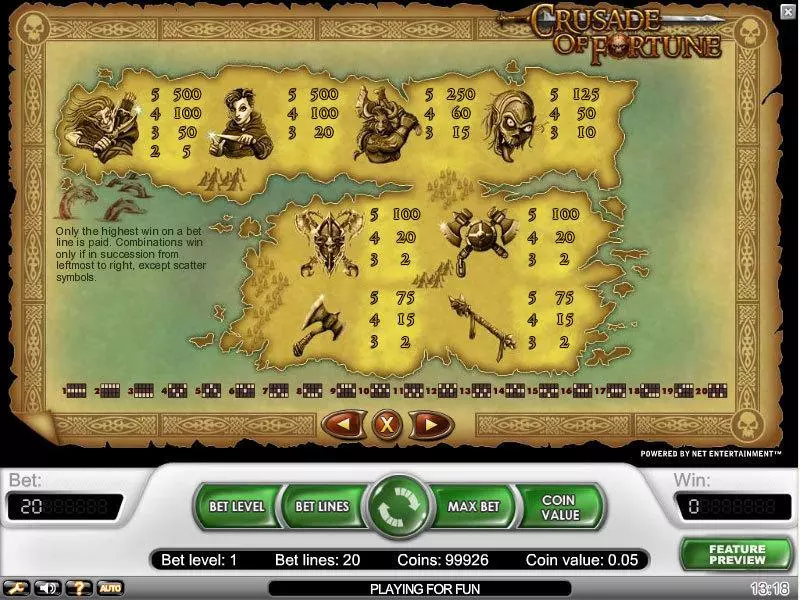 Crusaders of Fortune  Real Money Slot made by NetEnt - Info and Rules