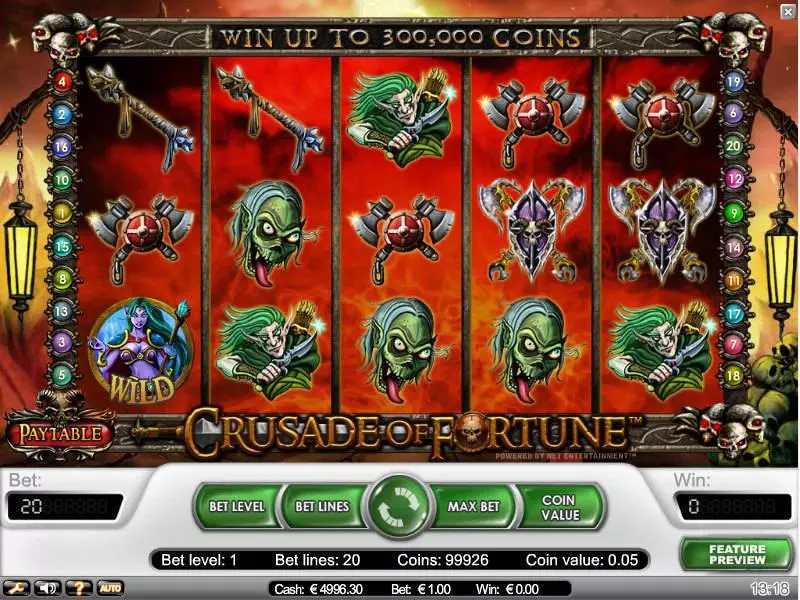 Crusaders of Fortune  Real Money Slot made by NetEnt - Main Screen Reels