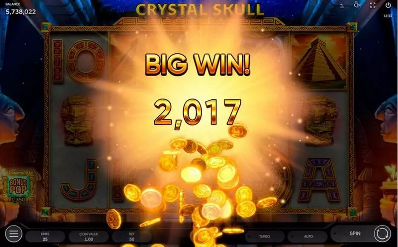 Crystal Skull  Real Money Slot made by Endorphina - Winning Screenshot