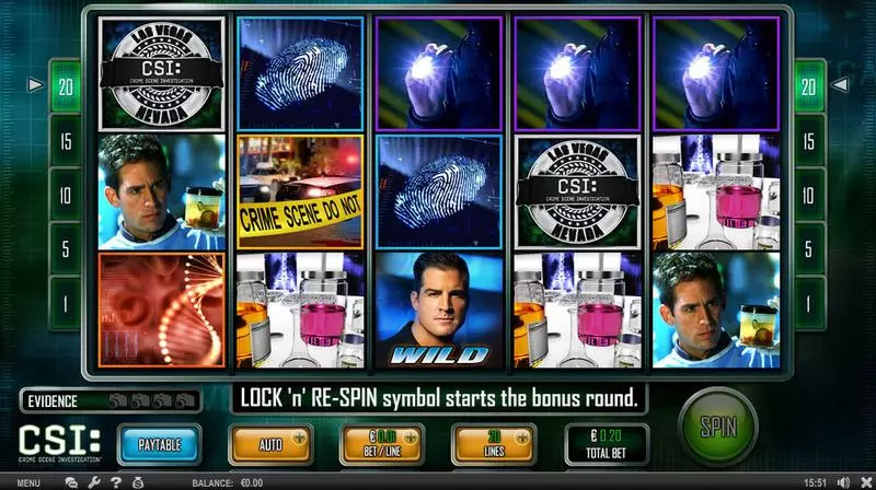 CSI Crime Scene Investigation  Real Money Slot made by SPIELO G2 - Main Screen Reels