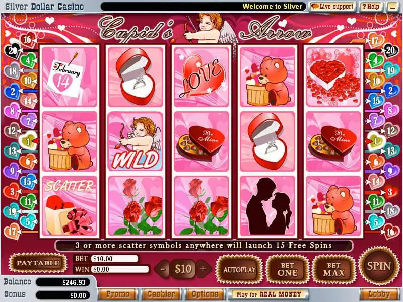 Cupid's Arrow  Real Money Slot made by WGS Technology - Main Screen Reels