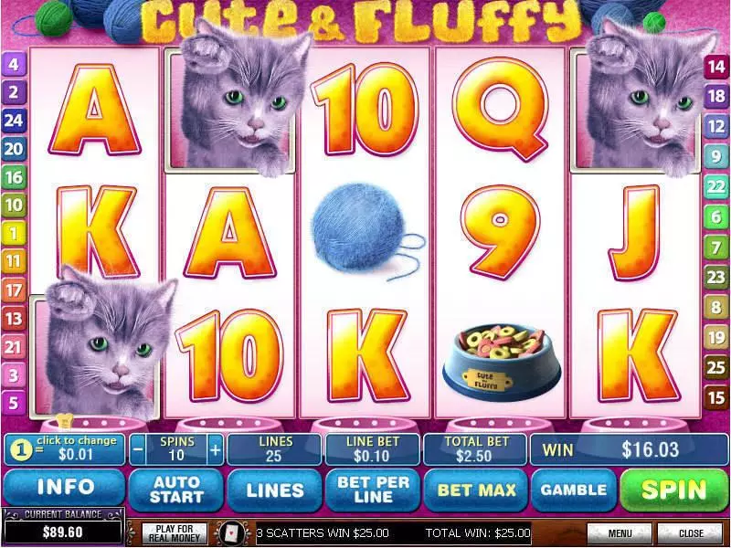 Cute and Fluffy  Real Money Slot made by PlayTech - Main Screen Reels