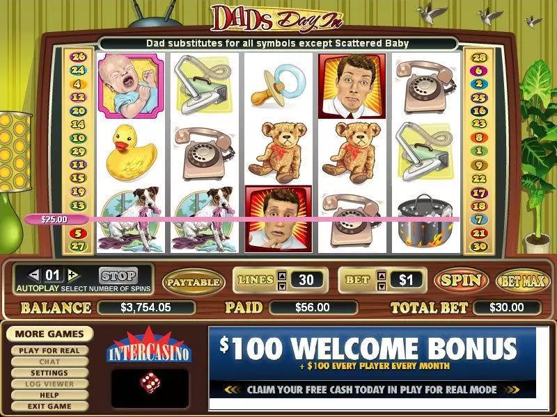 Dad's Day In  Real Money Slot made by CryptoLogic - Main Screen Reels