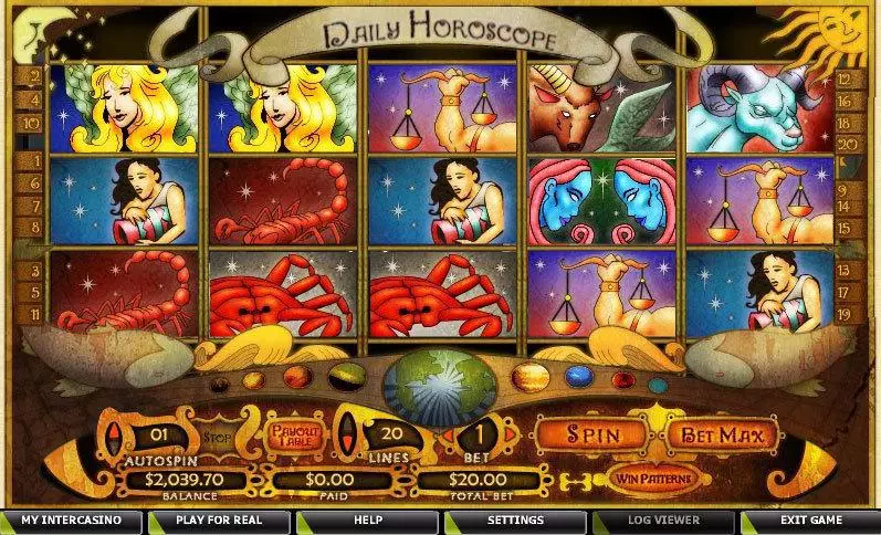 Daily Horoscope  Real Money Slot made by CryptoLogic - Main Screen Reels