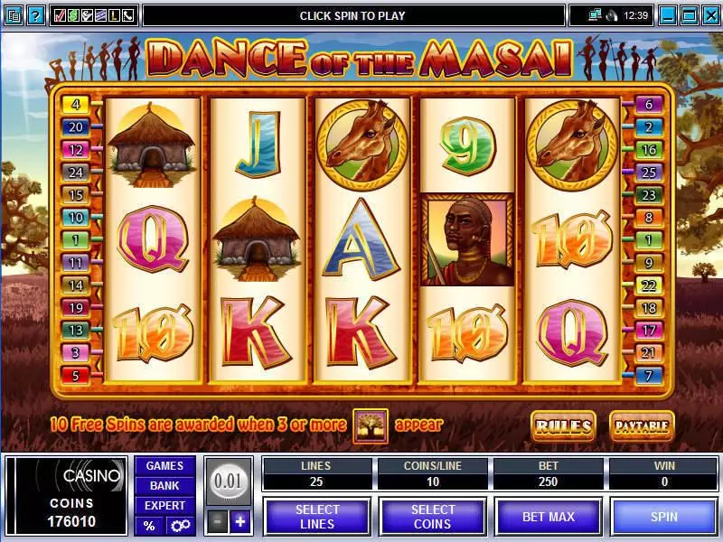 Dance of the Masai  Real Money Slot made by Microgaming - Main Screen Reels