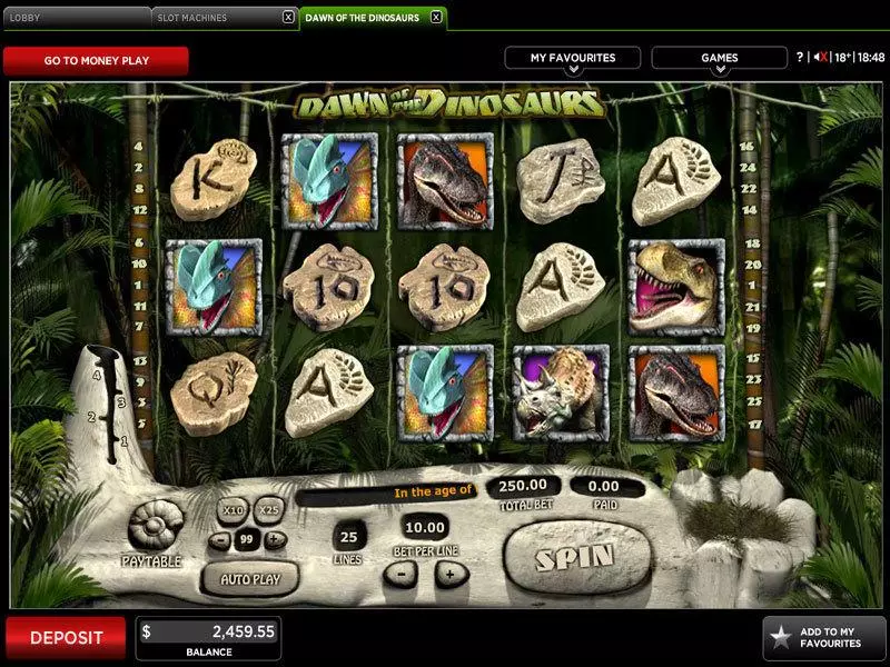 Dawn of the Dinosaurs  Real Money Slot made by 888 - Main Screen Reels
