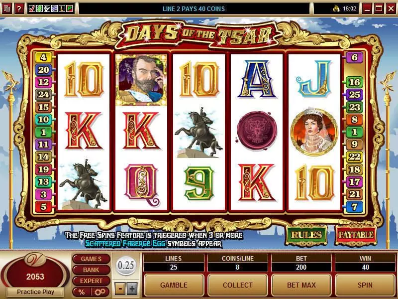 Days of the Tsar  Real Money Slot made by Microgaming - Main Screen Reels