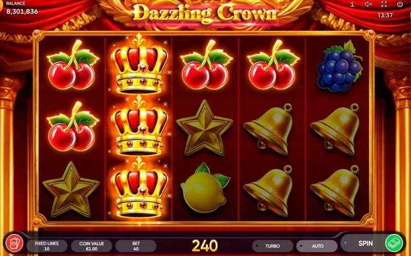 Dazzling Crown  Real Money Slot made by Endorphina - Main Screen Reels