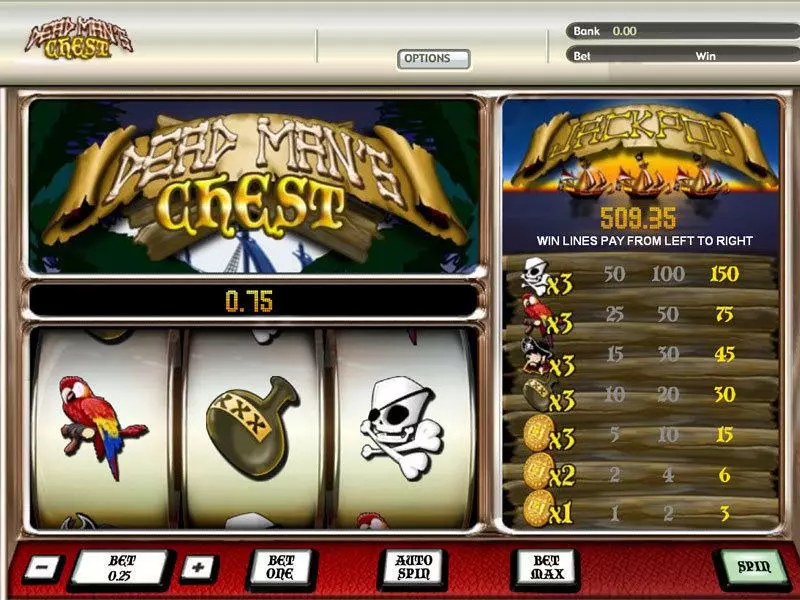 Dead Mans Chest 1 Line  Real Money Slot made by Parlay - Main Screen Reels
