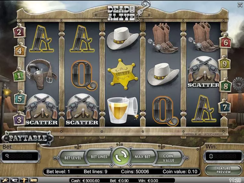 Dead or Alive  Real Money Slot made by NetEnt - Main Screen Reels