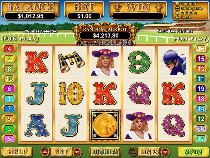 Derby Dollars  Real Money Slot made by RTG - Main Screen Reels