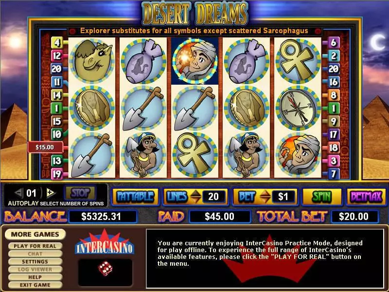 Desert Dreams  Real Money Slot made by CryptoLogic - Main Screen Reels