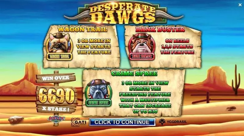 Desperate Dawgs  Real Money Slot made by Yggdrasil - Info and Rules