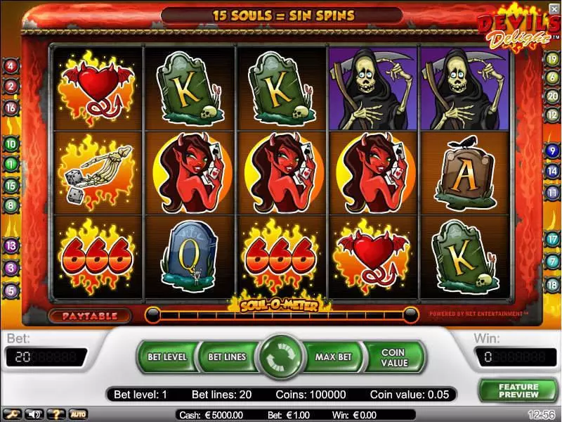 Devil's Delight  Real Money Slot made by NetEnt - Main Screen Reels
