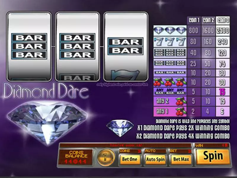 Diamond Dare  Real Money Slot made by Saucify - Main Screen Reels