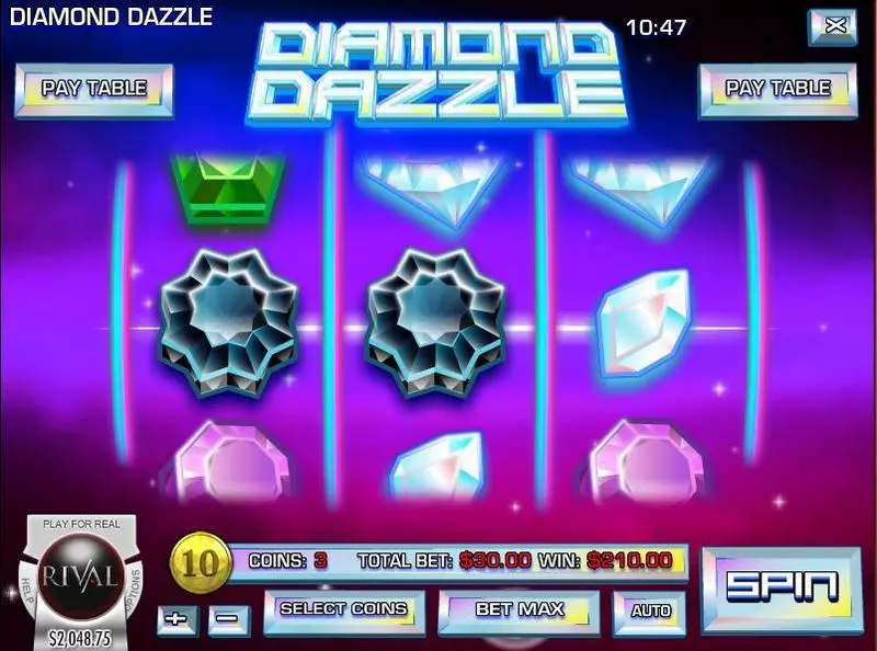 Diamond Dazzle  Real Money Slot made by Rival - Main Screen Reels