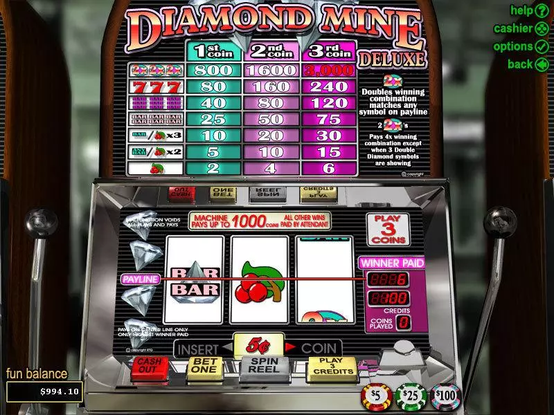 Diamond Mine Deluxe  Real Money Slot made by RTG - Main Screen Reels