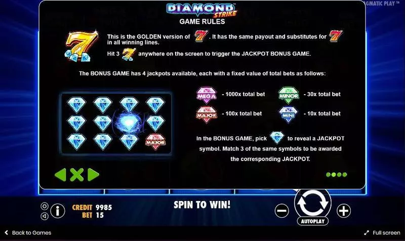 Diamond Strike  Real Money Slot made by Pragmatic Play - Bonus 1