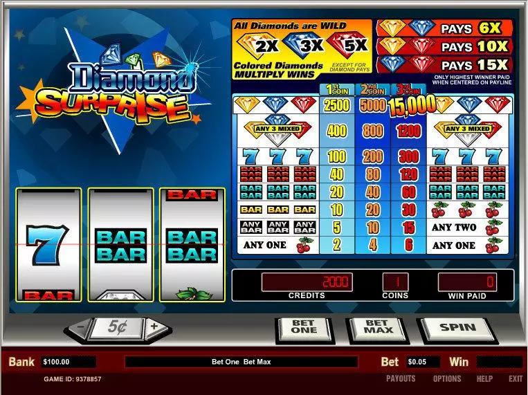Diamond Surprise  Real Money Slot made by Parlay - Main Screen Reels
