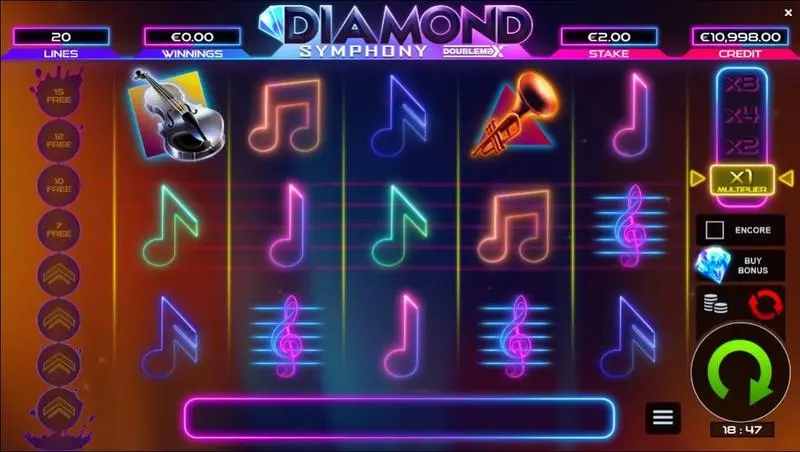 Diamond Symphony DoubleMax  Real Money Slot made by Bulletproof Games - Main Screen Reels