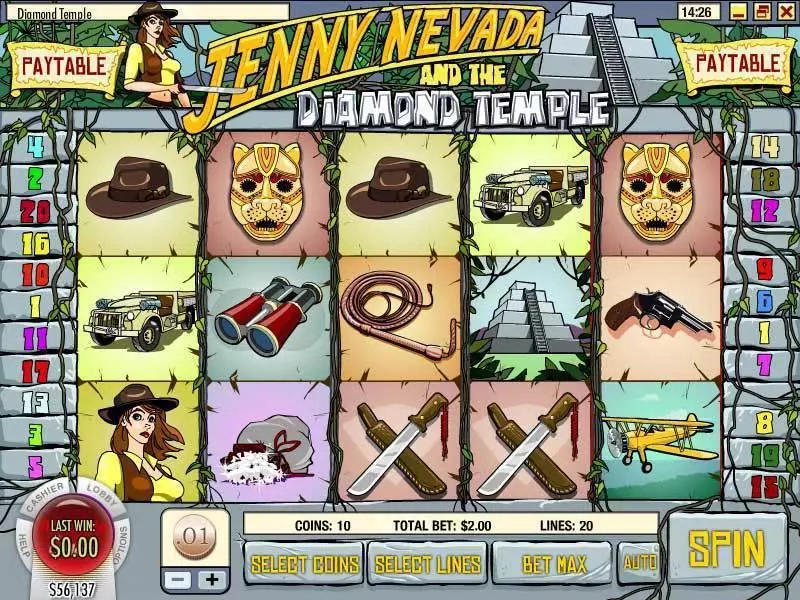 Diamond Temple  Real Money Slot made by Rival - Main Screen Reels