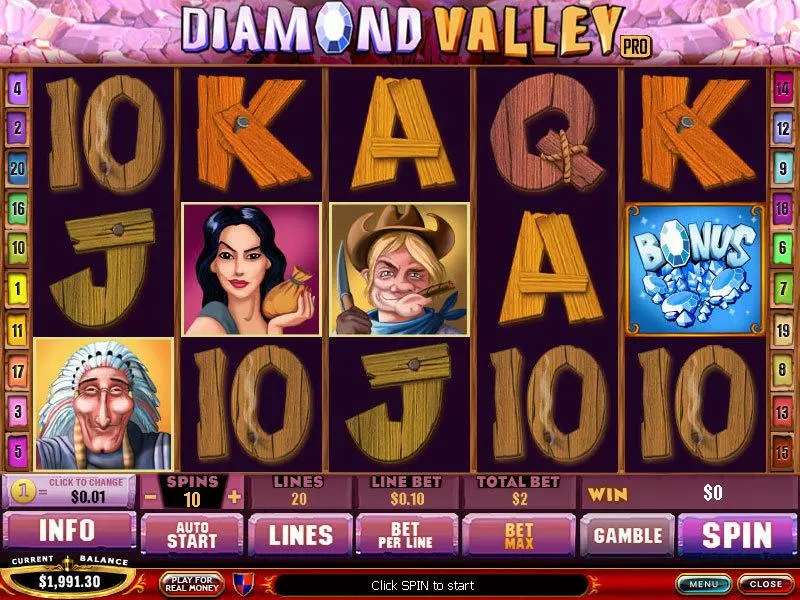 Diamond Valley Pro  Real Money Slot made by PlayTech - Main Screen Reels