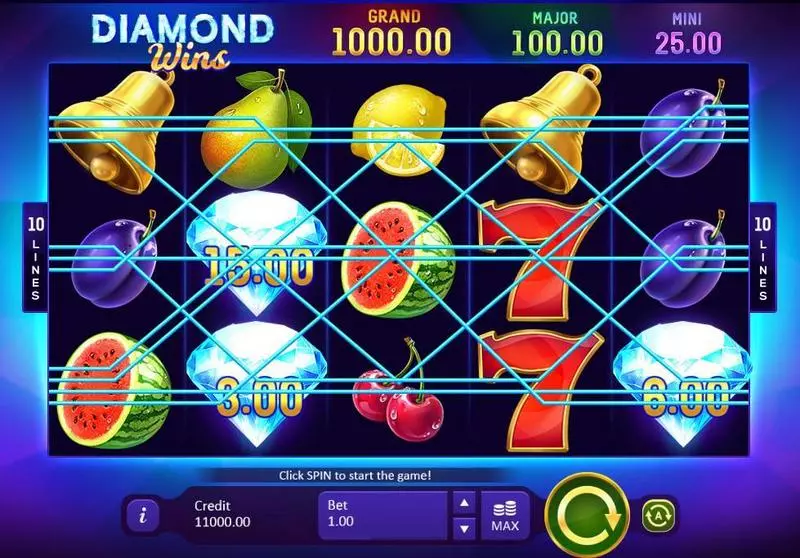 Diamond Wins: Hold&Win  Real Money Slot made by Playson - Main Screen Reels