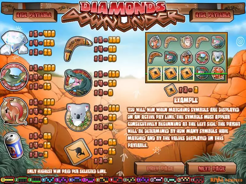 Diamonds Downunder  Real Money Slot made by Rival - Info and Rules
