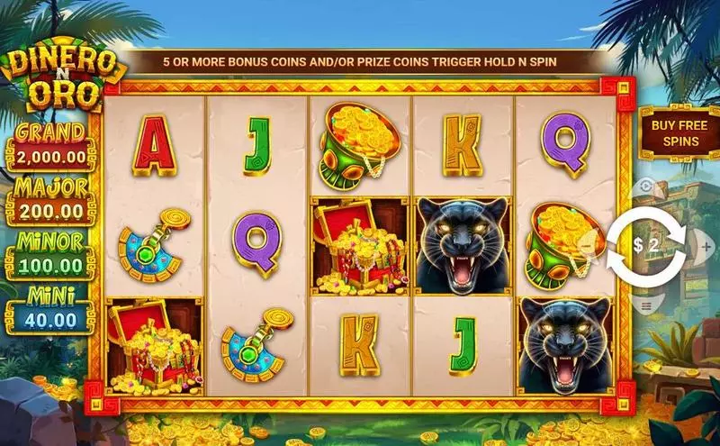 Dinero N Oro  Real Money Slot made by Wizard Games - Main Screen Reels