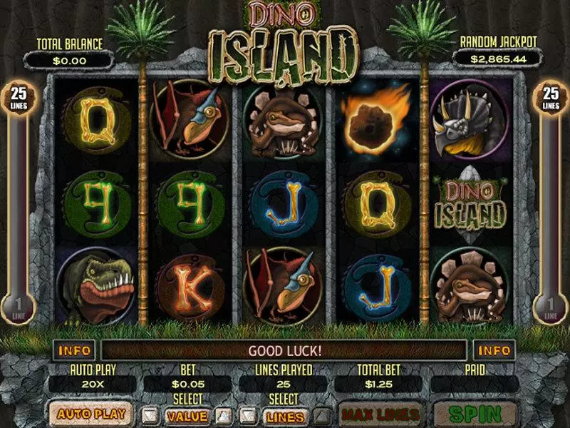 Dino Island  Real Money Slot made by RTG - Main Screen Reels