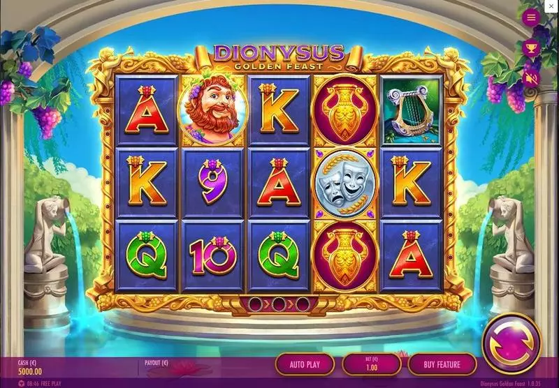 Dionysus Golden Feast  Real Money Slot made by Thunderkick - Main Screen Reels